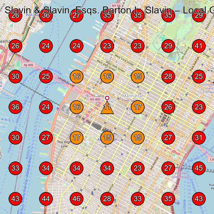 Slavin & Slavin, Esqs. Barton L. Slavin GeoGrid visibility map for Personal Injury Attorney in New York